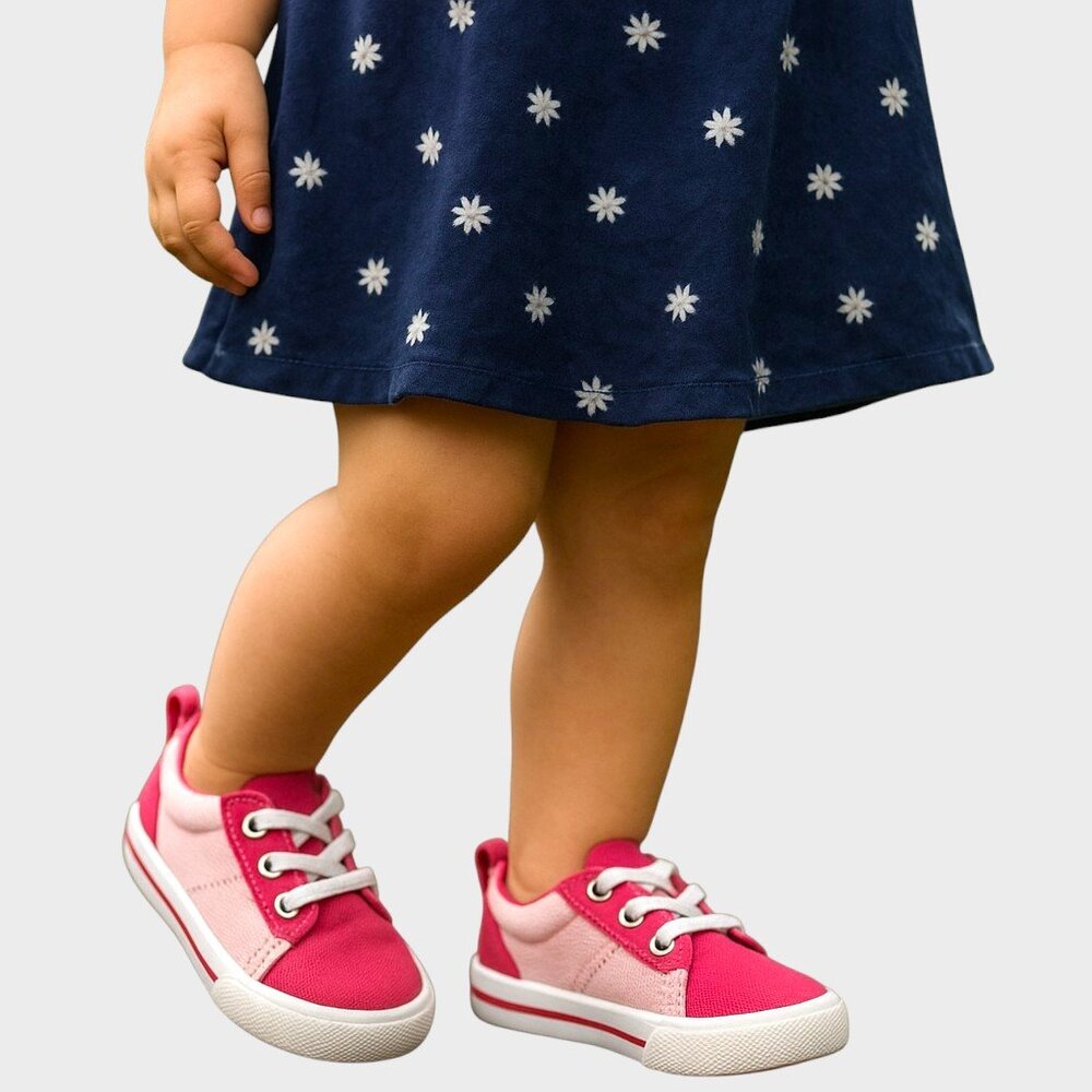 Wonder Nation Girls 5 Toddler Pink Canvas Lace Up Sneakers Casual Play Shoes